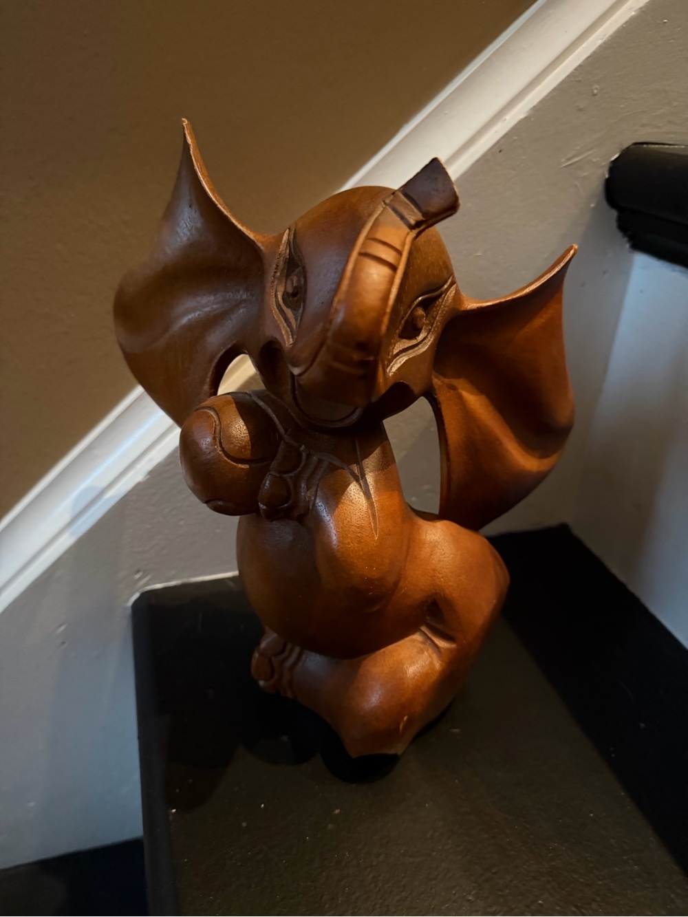 8 inch Vintage hand carved Dumbo the elephant figure